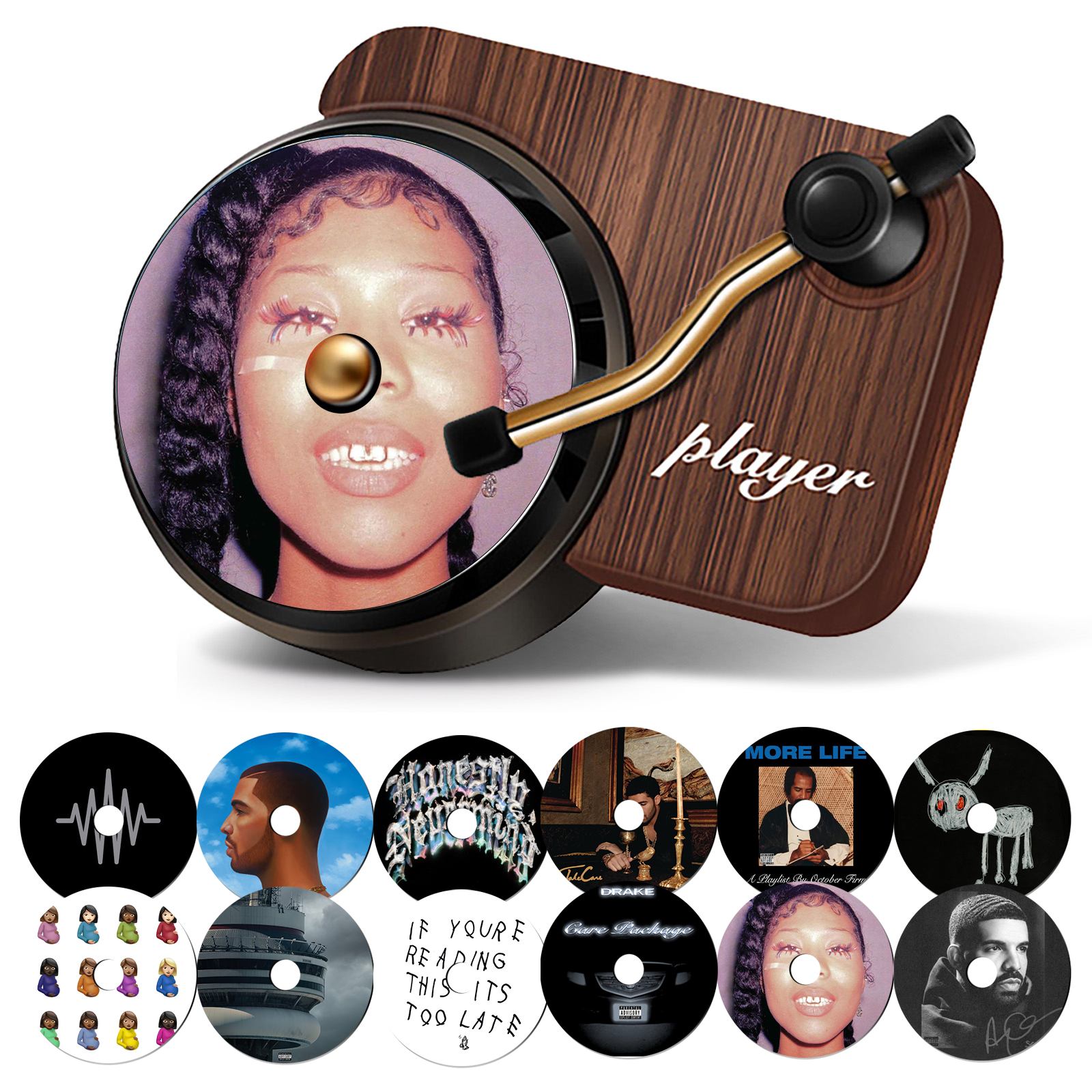 Drake Retro Record Player Car Air Freshener